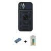 MARSİLYAN™- iPhone 12 Pro Kılıf Ahenk Klasik - Siyah Polymer Nano Ekran Koruyucu + Shine Kamera Lens Koruma Cam - GD