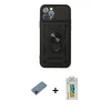 MARSİLYAN™- iPhone 12 Pro Kılıf Ahenk Klasik - Siyah Polymer Nano Ekran Koruyucu + Shine Kamera Lens Koruma Cam - SH