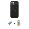 MARSİLYAN™- iPhone 12 Pro Kılıf Ahenk Klasik - Siyah Polymer Nano Ekran Koruyucu + Shine Kamera Lens Koruma Cam - GI