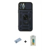 MARSİLYAN™- iPhone 12 Pro Kılıf Ahenk Klasik - Siyah Polymer Nano Ekran Koruyucu + Shine Kamera Lens Koruma Cam - MI