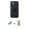 MARSİLYAN™- iPhone 12 Pro Kılıf Ahenk Klasik - Siyah Polymer Nano Ekran Koruyucu + Shine Kamera Lens Koruma Cam - GS