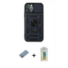 MARSİLYAN™- iPhone 12 Pro Kılıf Ahenk Klasik - Siyah Polymer Nano Ekran Koruyucu + Shine Kamera Lens Koruma Cam - GI