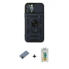 MARSİLYAN™- iPhone 12 Pro Kılıf Ahenk Klasik - Siyah Polymer Nano Ekran Koruyucu + Shine Kamera Lens Koruma Cam - SH