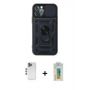 MARSİLYAN™- iPhone 12 Pro Kılıf Ahenk Klasik - Siyah Polymer Nano Ekran Koruyucu + Shine Kamera Lens - MI