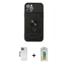 MARSİLYAN™- iPhone 12 Pro Kılıf Ahenk Klasik - Siyah Polymer Nano Ekran Koruyucu + Shine Kamera Lens - MI
