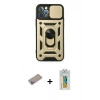 MARSİLYAN™- iPhone 12 Pro Kılıf Ahenk Klasik - Siyah Polymer Nano Ekran Koruyucu + Shine Kamera Lens Koruma Cam - SABE