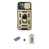 MARSİLYAN™- iPhone 12 Pro Kılıf Ahenk Klasik - Siyah Polymer Nano Ekran Koruyucu + Renkli Kamera Lens Koruma Cam - TU