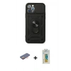 MARSİLYAN™- iPhone 12 Pro Kılıf Ahenk Klasik - Siyah Polymer Nano Ekran Koruyucu + Renkli Kamera Lens Koruma Cam - TU