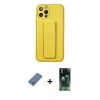 MARSİLYAN™- iPhone 12 Pro Kılıf Akış Doku - Şeffaf 360 Full Body Arka Koruyucu + Metal Kamera Lens Koruma Cam - AKYL