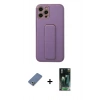 MARSİLYAN™- iPhone 12 Pro Kılıf Akış Doku - Şeffaf 360 Full Body Arka Koruyucu + Metal Kamera Lens Koruma Cam - AKYL