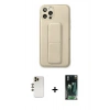 MARSİLYAN™- iPhone 12 Pro Kılıf Akış Doku - Şeffaf 360 Full Body Arka Koruyucu + Shine Kamera Lens - GD