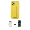 MARSİLYAN™- iPhone 12 Pro Kılıf Akış Doku - Şeffaf 360 Full Body Arka Koruyucu + Shine Kamera Lens - GD