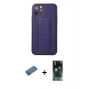 MARSİLYAN™- iPhone 12 Pro Kılıf Akış Doku - Şeffaf 360 Full Body Arka Koruyucu + Shine Kamera Lens Koruma Cam - GD