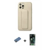 MARSİLYAN™- iPhone 12 Pro Kılıf Akış Doku - Şeffaf 360 Full Body Arka Koruyucu + Shine Kamera Lens Koruma Cam - GD