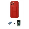 MARSİLYAN™- iPhone 12 Pro Kılıf Akış Doku - Şeffaf 360 Full Body Arka Koruyucu + Shine Kamera Lens Koruma Cam - GD