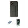 MARSİLYAN™- iPhone 12 Pro Kılıf Akış Doku - Şeffaf 360 Full Body Arka Koruyucu + Shine Kamera Lens Koruma Cam - GS