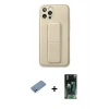 MARSİLYAN™- iPhone 12 Pro Kılıf Akış Doku - Şeffaf 360 Full Body Arka Koruyucu + Shine Kamera Lens Koruma Cam - GS