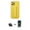 MARSİLYAN™- iPhone 12 Pro Kılıf Akış Doku - Şeffaf 360 Full Body Arka Koruyucu + Kamera Lens Koruma Cam - SF