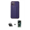 MARSİLYAN™- iPhone 12 Pro Kılıf Akış Doku - Şeffaf 360 Full Body Arka Koruyucu + Kamera Lens Koruma Cam - SF