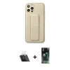 MARSİLYAN™- iPhone 12 Pro Kılıf Akış Doku - Şeffaf 360 Full Body Arka Koruyucu + Kamera Lens Koruma Cam - SF