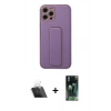 MARSİLYAN™- iPhone 12 Pro Kılıf Akış Doku - Şeffaf 360 Full Body Arka Koruyucu + Kamera Lens Koruma Cam - SF