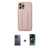 MARSİLYAN™- iPhone 12 Pro Kılıf Akış Doku - Şeffaf 360 Full Body Arka Koruyucu + Mavi Neon Fosforlu Kamera Lens