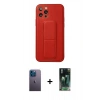 MARSİLYAN™- iPhone 12 Pro Kılıf Akış Doku - Şeffaf 360 Full Body Arka Koruyucu + Mavi Neon Fosforlu Kamera Lens