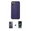 MARSİLYAN™- iPhone 12 Pro Kılıf Akış Doku - Şeffaf 360 Full Body Arka Koruyucu + Mavi Neon Fosforlu Kamera Lens