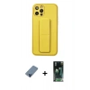 MARSİLYAN™- iPhone 12 Pro Kılıf Akış Doku - Şeffaf 360 Full Body Arka Koruyucu + Metal Kamera Lens Koruma Cam - MI