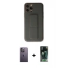 MARSİLYAN™- iPhone 12 Pro Kılıf Akış Doku - Şeffaf 360 Full Body Arka Koruyucu + Neon Fosforlu Kamera Lens - BZ