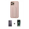 MARSİLYAN™- iPhone 12 Pro Kılıf Akış Doku - Şeffaf 360 Full Body Arka Koruyucu + Neon Fosforlu Kamera Lens - BZ