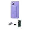 MARSİLYAN™- iPhone 12 Pro Kılıf Akış Doku - Şeffaf 360 Full Body Arka Koruyucu + Renkli Kamera Lens Koruma Cam - MI