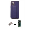 MARSİLYAN™- iPhone 12 Pro Kılıf Akış Doku - Şeffaf 360 Full Body Arka Koruyucu + Shine Kamera Lens Koruma Cam - SABE