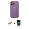 MARSİLYAN™- iPhone 12 Pro Kılıf Akış Doku - Şeffaf 360 Full Body Arka Koruyucu + Shine Kamera Lens Koruma Cam - SABE