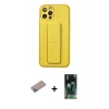 MARSİLYAN™- iPhone 12 Pro Kılıf Akış Doku - Şeffaf 360 Full Body Arka Koruyucu + Shine Kamera Lens Koruma Cam - SABE