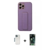 MARSİLYAN™- iPhone 12 Pro Kılıf Akış Doku - Şeffaf 360 Full Body Arka Koruyucu + Shine Kamera Lens - MI