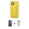 MARSİLYAN™- iPhone 12 Pro Kılıf Akış Doku - Şeffaf Uv Polymer Nano Ekran Koruyucu + Neon Fosforlu Kamera Lens - BZ