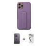 MARSİLYAN™- iPhone 12 Pro Kılıf Akış Doku - Şeffaf Uv Polymer Nano Ekran Koruyucu + Neon Fosforlu Kamera Lens - BZ