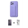 MARSİLYAN™- iPhone 12 Pro Kılıf Akış Doku - Şeffaf Uv Polymer Nano Ekran Koruyucu + Neon Fosforlu Kamera Lens - BZ