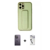 MARSİLYAN™- iPhone 12 Pro Kılıf Akış Doku - Şeffaf Uv Polymer Nano Ekran Koruyucu + Neon Fosforlu Kamera Lens - BZ