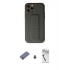 MARSİLYAN™- iPhone 12 Pro Kılıf Akış Doku - Şeffaf Uv Polymer Nano Ekran Koruyucu + Gold Metal Kamera Lens Koruma Cam