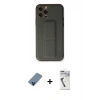 MARSİLYAN™- iPhone 12 Pro Kılıf Akış Doku - Şeffaf Uv Polymer Nano Ekran Koruyucu + Metal Kamera Lens Koruma Cam - MI