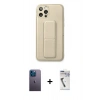 MARSİLYAN™- iPhone 12 Pro Kılıf Akış Doku - Şeffaf Uv Polymer Nano Ekran Koruyucu + Neon Fosforlu Kamera Lens - MI