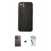 MARSİLYAN™- iPhone 12 Pro Kılıf Akış Doku - Şeffaf Uv Polymer Nano Ekran Koruyucu + Neon Fosforlu Kamera Lens - SI