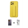 MARSİLYAN™- iPhone 12 Pro Kılıf Akış Doku - Şeffaf Uv Polymer Nano Ekran Koruyucu + Neon Fosforlu Kamera Lens - SI