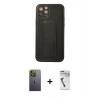 MARSİLYAN™- iPhone 12 Pro Kılıf Akış Doku - Şeffaf Uv Polymer Nano Ekran Koruyucu + Neon Fosforlu Kamera Lens - YL