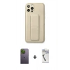 MARSİLYAN™- iPhone 12 Pro Kılıf Akış Doku - Şeffaf Uv Polymer Nano Ekran Koruyucu + Neon Fosforlu Kamera Lens - YL