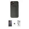 MARSİLYAN™- iPhone 12 Pro Kılıf Akış Doku - Şeffaf Uv Polymer Nano Ekran Koruyucu + Neon Fosforlu Kamera Lens - SI