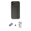 MARSİLYAN™- iPhone 12 Pro Kılıf Akış Doku - Şeffaf Uv Polymer Nano Ekran Koruyucu + Shine Kamera Lens Koruma Cam - GI