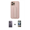 MARSİLYAN™- iPhone 12 Pro Kılıf Akış Doku - Siyah 34D Hayalet Izgaralı Cam + Neon Fosforlu Kamera Lens - BZ
